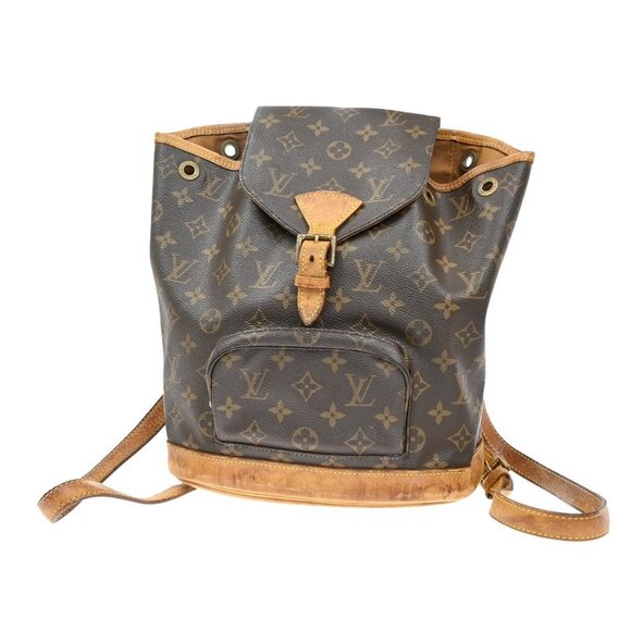 LOUIS VUITTON Montsouris MM Backpack Bag Monogram Leather Brown - Picture 1 of 16